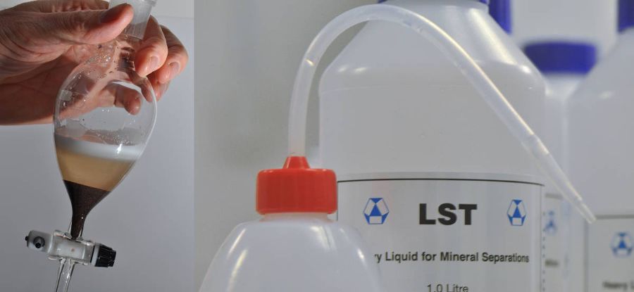 Mineral separation using LST Heavy Liquid