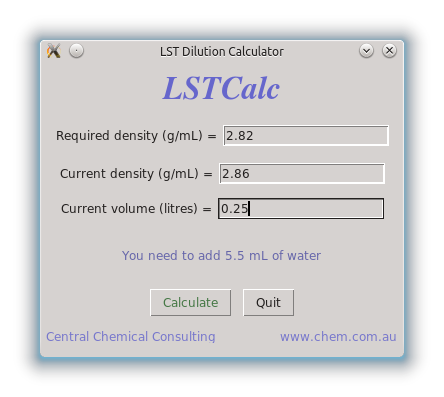 LSTCalc screenshot